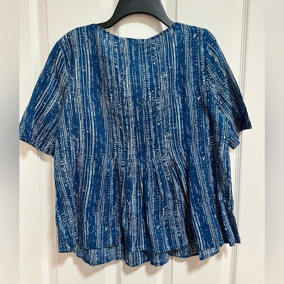 Anthropologie Maeve Blue Orchid Island Short Sleeve Boho Blouse Top Cotton 0 - Picture 4 of 10
